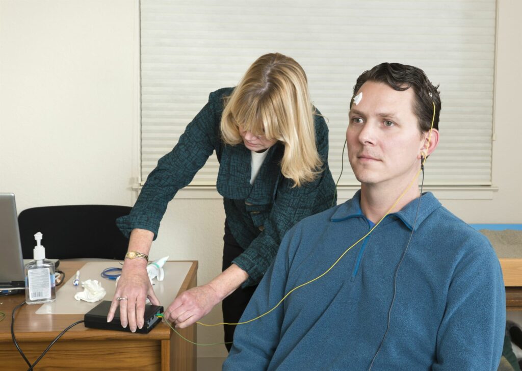 Male receiving Neurofeedback