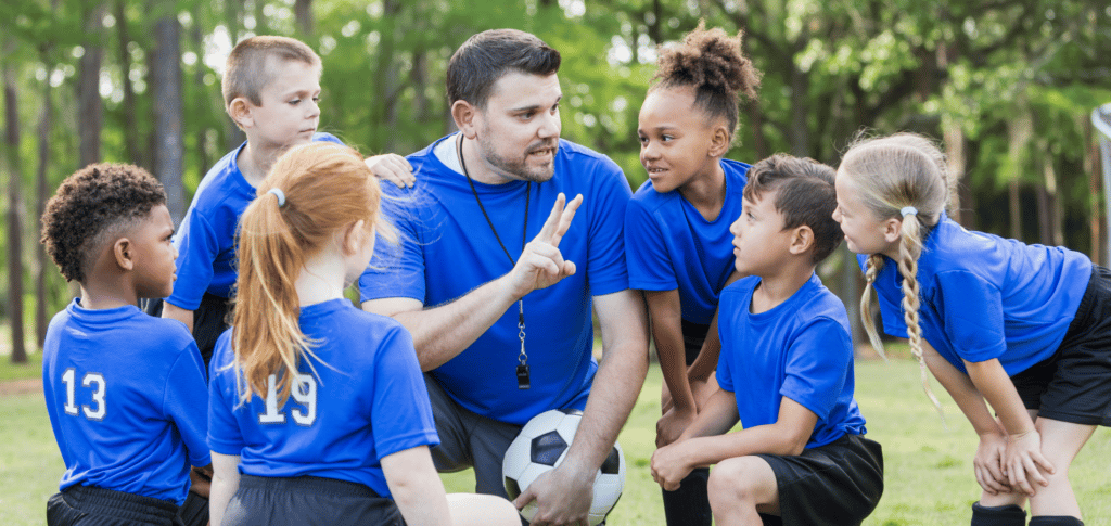 Soccer team huddle