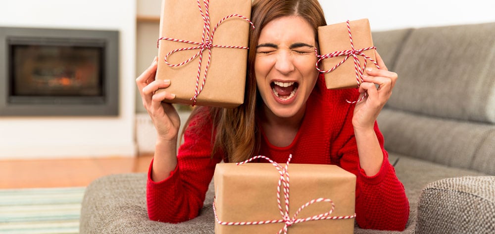 stressed out woman at Christmas