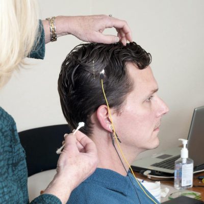 Male receiving Neurofeedback Treatment